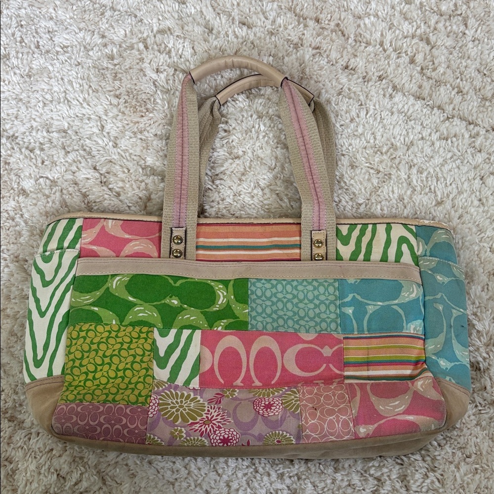 Coach Canvas Patchwork Patterned Bag - well loved! - image 5